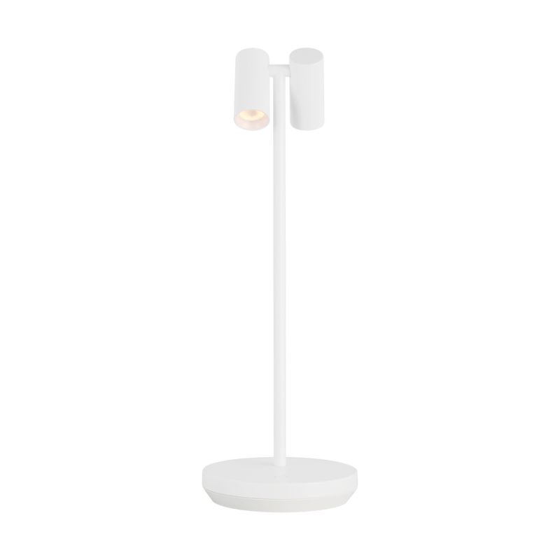 The Doppia Accent Rechargeable Table Lamp from Visual Comfort & Co in matte white large. 