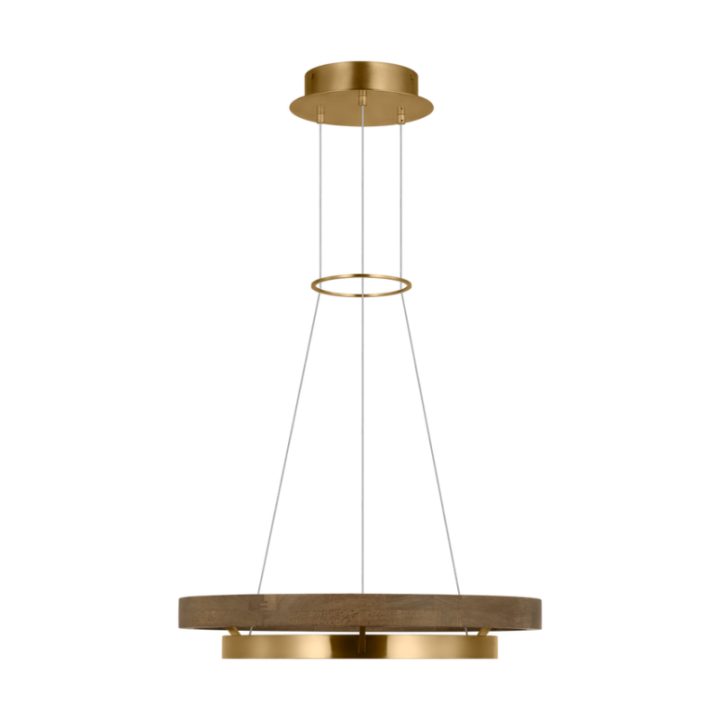 The Grace Chandelier by Sean Lavin is designed with two rings that illuminate this contemporary chandelier. A large outer ring provides organic texture while complemented by a decorative inner ring, housing gently diffused upward and downward LEDs.