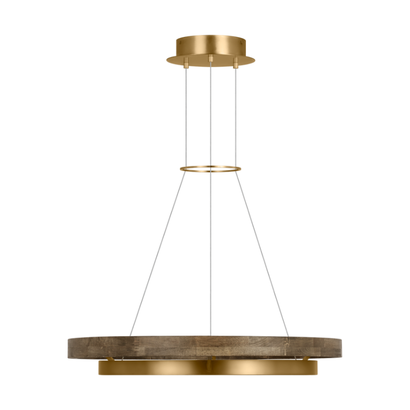 The Grace Chandelier by Sean Lavin is designed with two rings that illuminate this contemporary chandelier. A large outer ring provides organic texture while complemented by a decorative inner ring, housing gently diffused upward and downward LEDs.