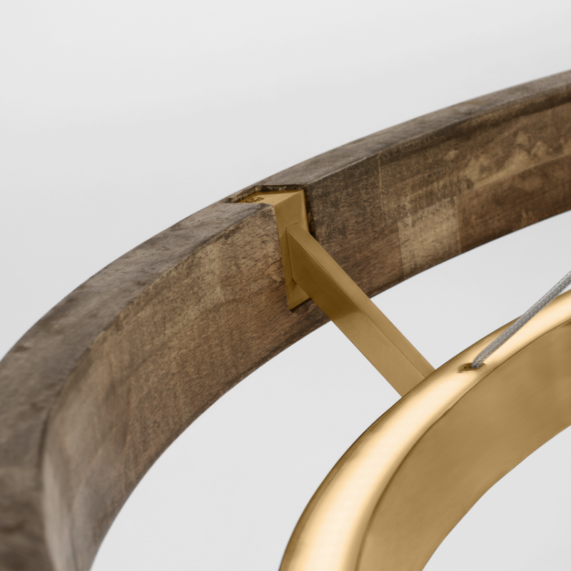 The Grace Chandelier by Sean Lavin is designed with two rings that illuminate this contemporary chandelier. A large outer ring provides organic texture while complemented by a decorative inner ring, housing gently diffused upward and downward LEDs.