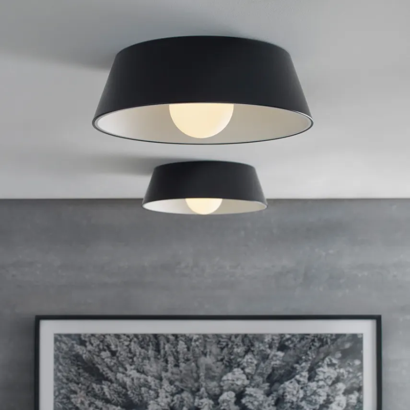 The Joni Flush Mount from Visual Comfort and Co in a living room.