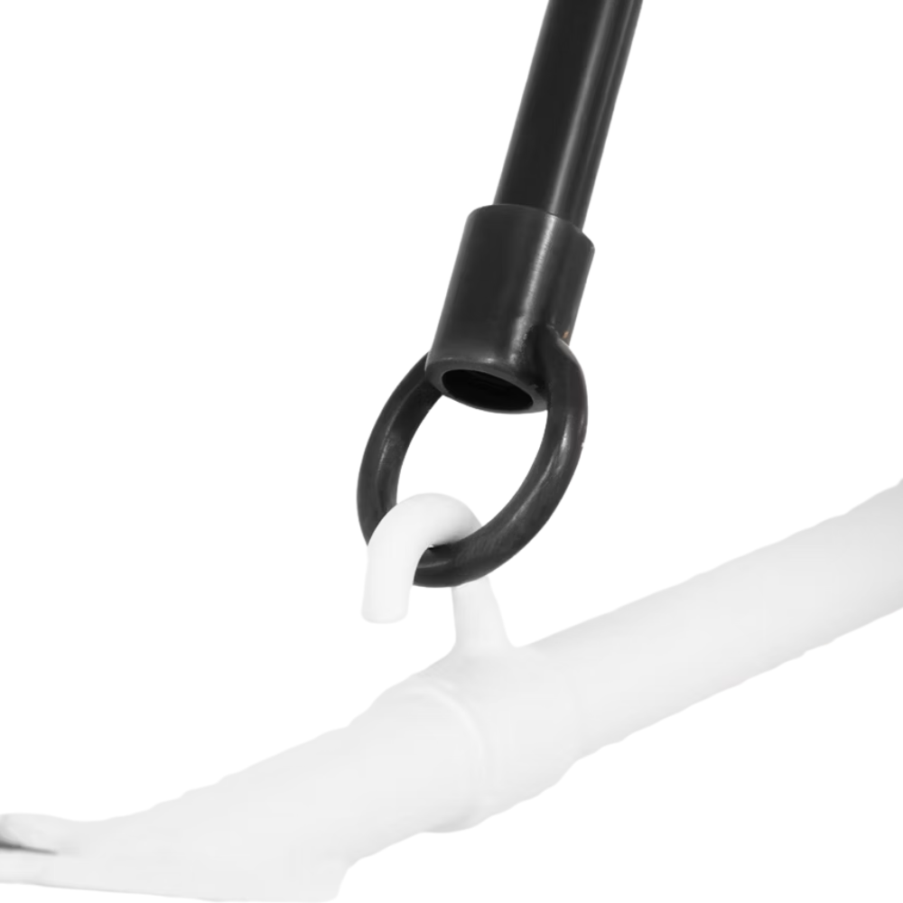 The hand rubbed antique brass Mollino 40" Chandelier from Visual Comfort and Co focusing on the attachment point.