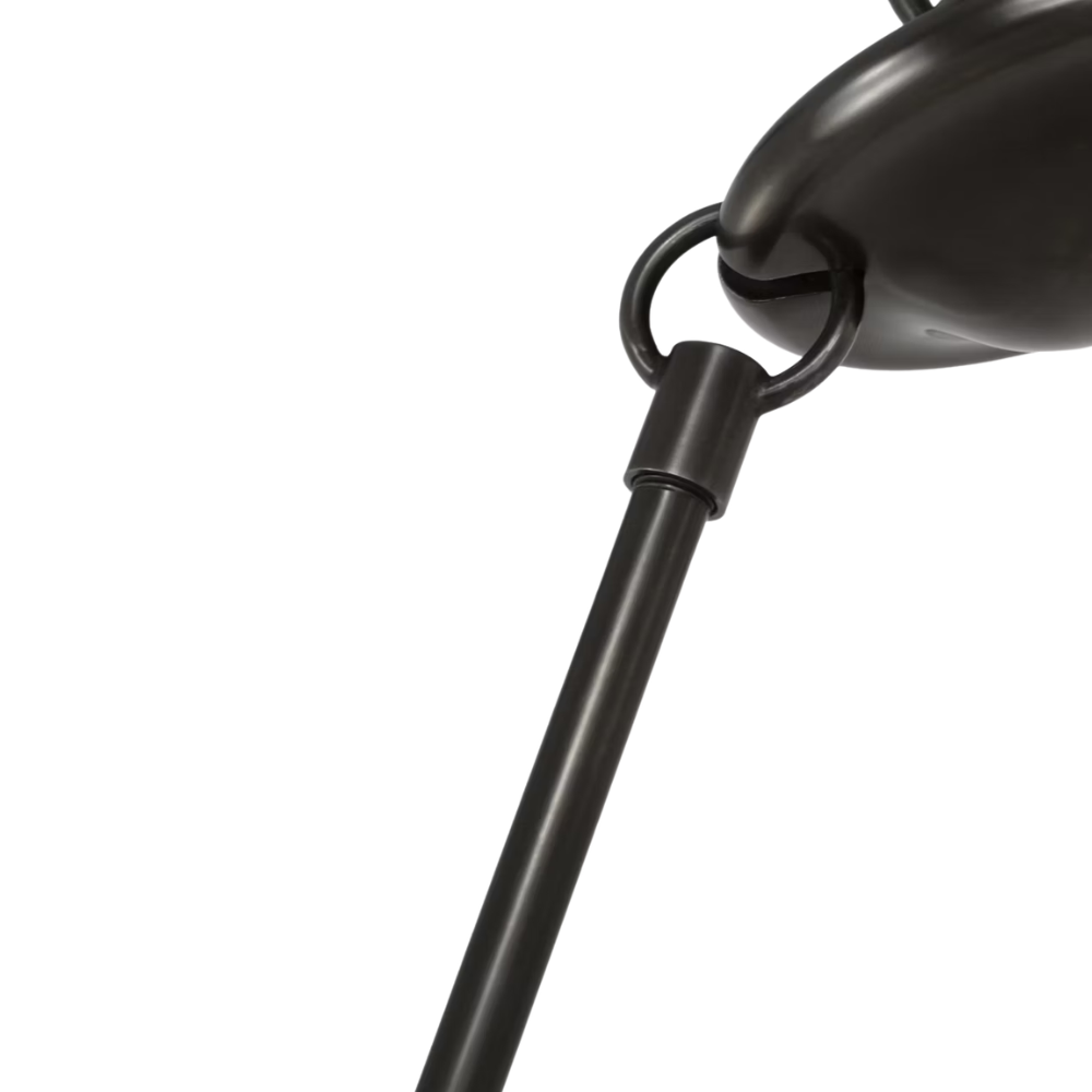 The hand rubbed antique brass Mollino 40" Chandelier from Visual Comfort and Co close up.