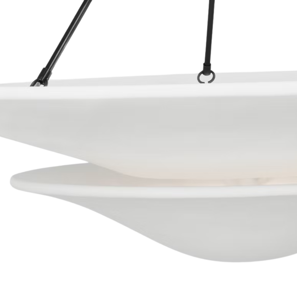 The hand rubbed antique brass Mollino 40" Chandelier from Visual Comfort and Co focusing on the lighting shade.