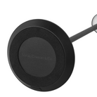 The Moneta Rechargeable Table Lamp from Visual Comfort and Co in a photograph showing the branding on the base of the portable light.