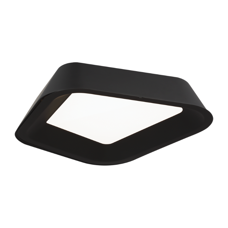 The Rhonan Flush Mount from Visual Comfort and Co in night shade black.