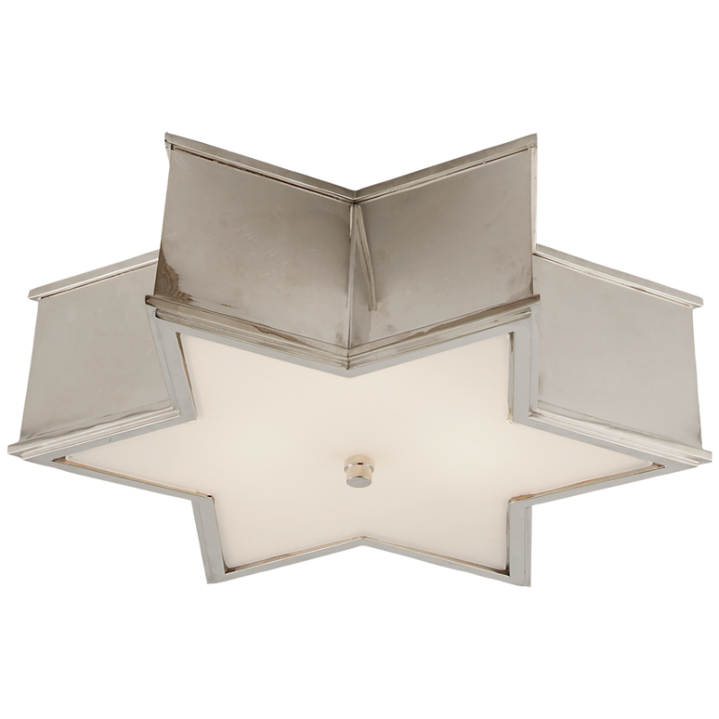 The large Sophia Flush Mount from Visual Comfort and Co in polished nickel.