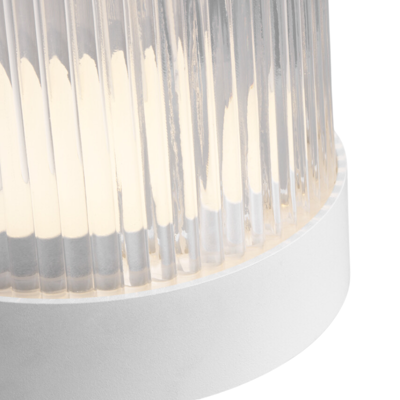 The Tawa Accent Rechargeable Table Lamp from Visual Comfort & Co in matte white in a close up shot.
