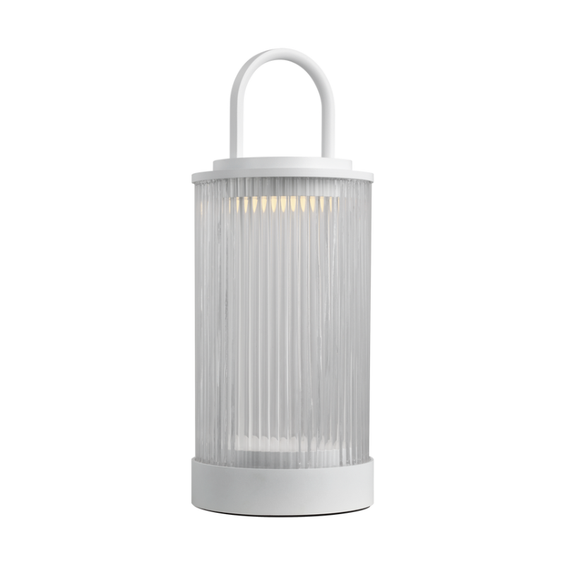 The Tawa Accent Rechargeable Table Lamp from Visual Comfort & Co in matte white from the side.