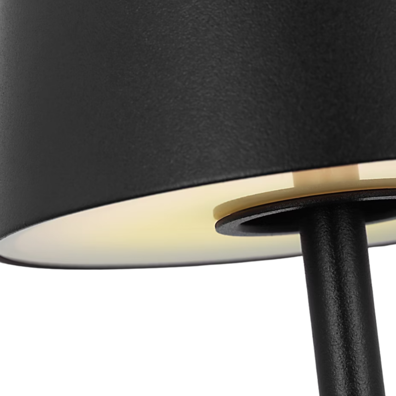 The Nevis Accent Rechargeable Table Lamp black from Visual Comfort Co with a close-up.