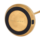 The Nevis Accent Rechargeable Table Lamp gold from Visual Comfort Co with the base's bottom details.