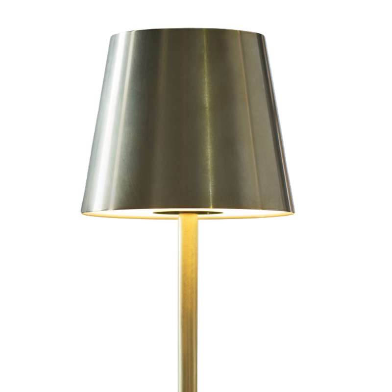 The Nevis Accent Rechargeable Table Lamp gold from Visual Comfort Co with a close-up.
