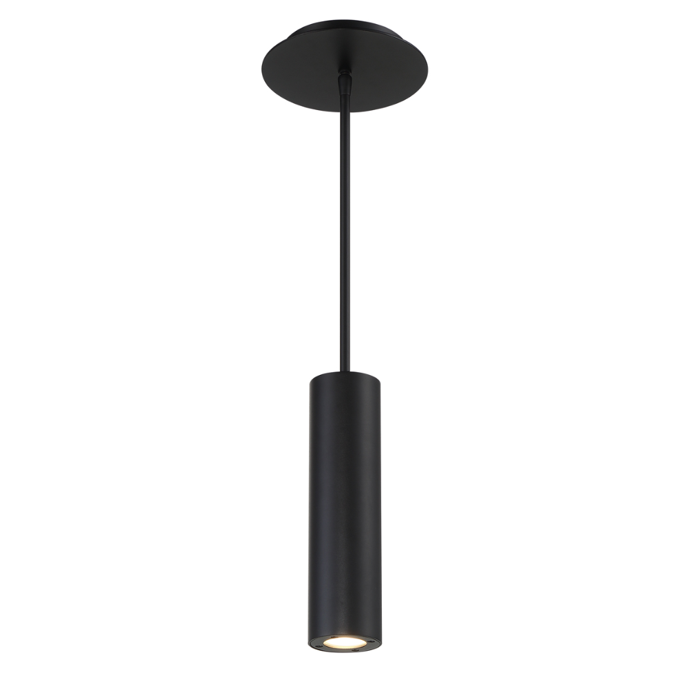 The black Caliber Mini Pendant from WAC Lighting.