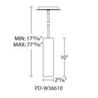 The dimensions of the Caliber Mini Pendant from WAC Lighting. all-groups