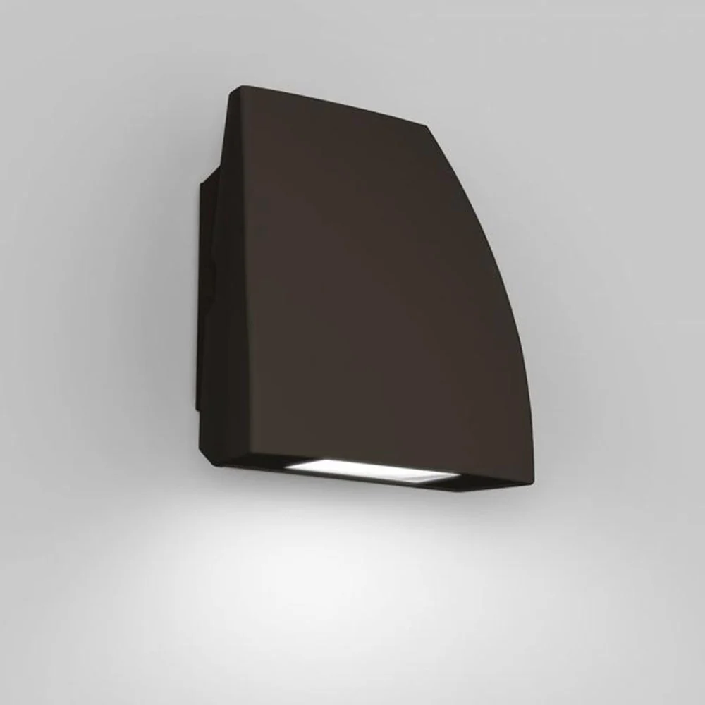 The Endurance Fin Wallpack Luminaire by WAC Lighting in Architectural Bronze illuminated.