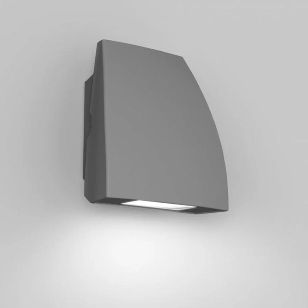 The Endurance Fin Wallpack Luminaire by WAC Lighting in Architectural Graphite illuminated.