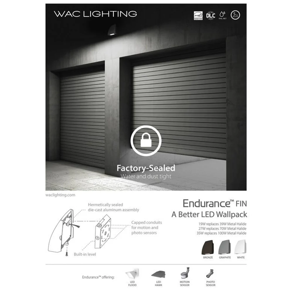 Information about the Endurance Fin Wallpack Luminaire by WAC Lighting.