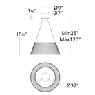 The Grohle Pendant by WAC Lighting dimension drawing.