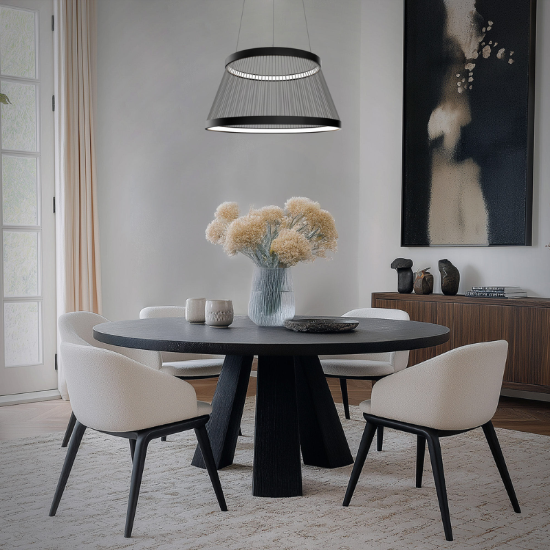 The Grohle Pendant by WAC Lighting over a dining table