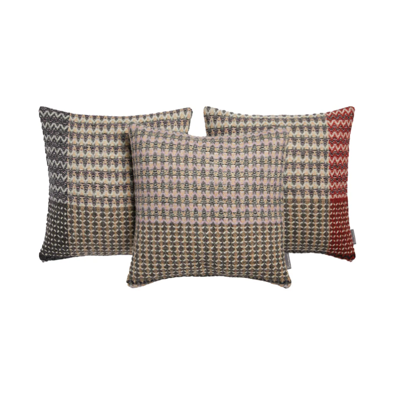 All three colorways of the Ansel Cushion by Wallace & Sewell.