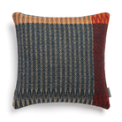 The Cairngorm Shetland Tweed Cushion  is a textured pillow with orange, red, and blue pattern.