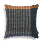 The Cairngorm Shetland Tweed Cushion  is a textured pillow with orange and blue pattern.