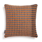 The Kew Cushion by Wallace and Sewell is made of natural shetland wool.   Orange accents with check pattern.