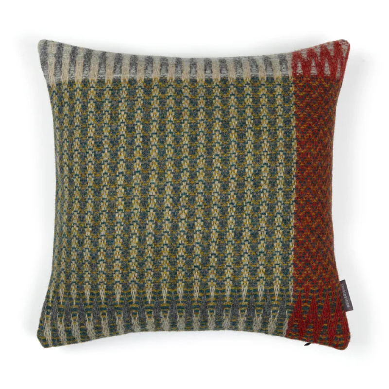 The Lismore Cushion by Wallace & Sewell is a green and red throw pillow.
