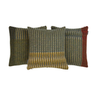 The Lismore Cushion by Wallace & Sewell features a blend of grass and chartreuse greens in varying areas of textured patterns, finished with a pale grey border.