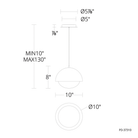 The dimensions of the Dome Mini Pendant from WAC Lighting.