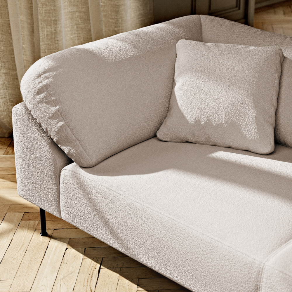 Collar Sofa by Woud in Alpine 01 - Natural boucle upholstery in a living room.