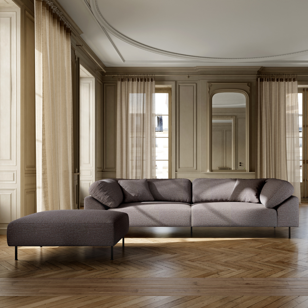 Collar Sofa 3-Seater in Barnum 11 Brown in a living room.