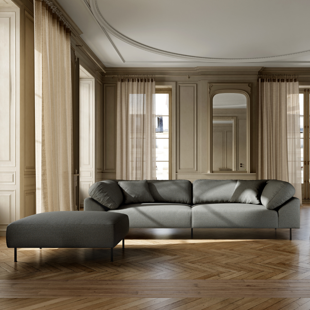 Collar Sofa 3-Seater in Cyber 02101 Dark Grey in a living room.