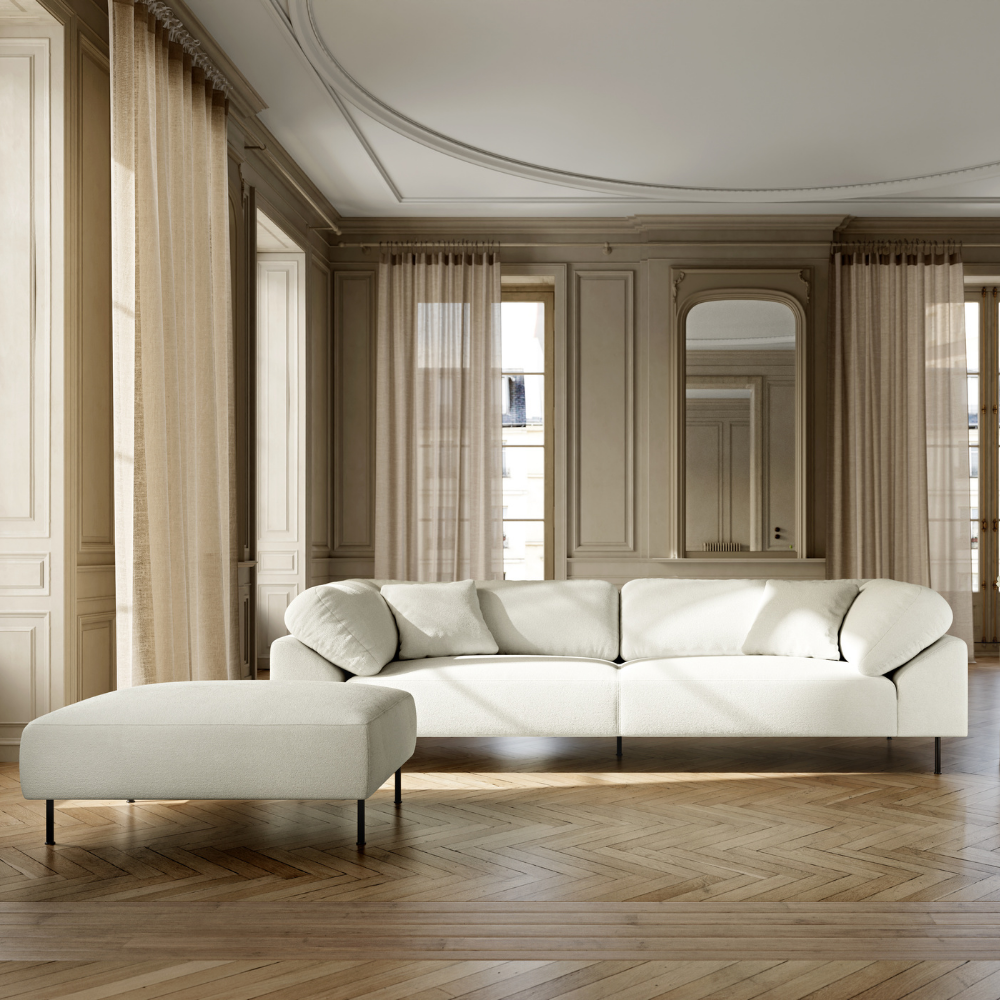 Collar Sofa 3-Seater in Barnum 24 Lana Off white in a living room.