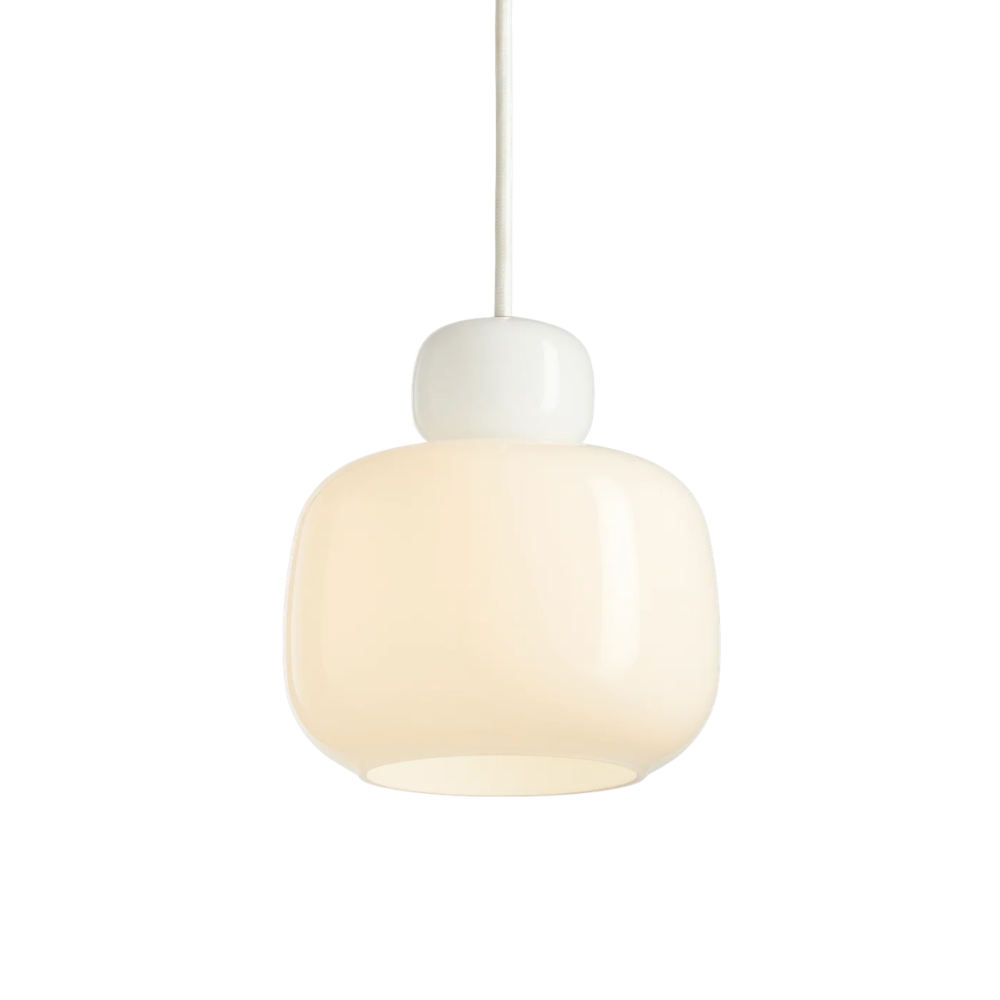 The Stone Glass Pendant in the size Small turned on by Woud.