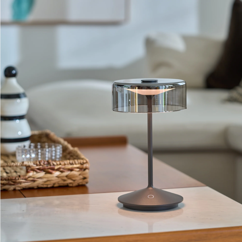 The dark gray with smoke glass Crystal from Zafferano in a lounge.