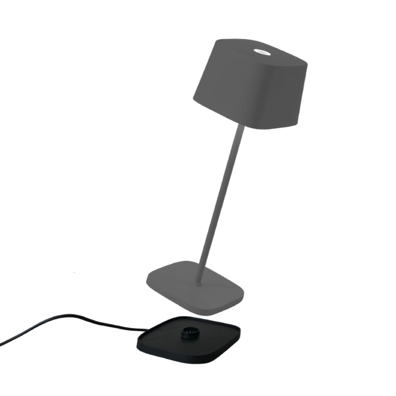 The dark gray Ofelia Pro cordless lamp from Zafferano, a portable light.