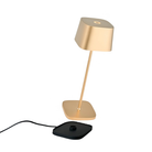 The satin brass Ofelia Pro cordless lamp from Zafferano, a portable light.