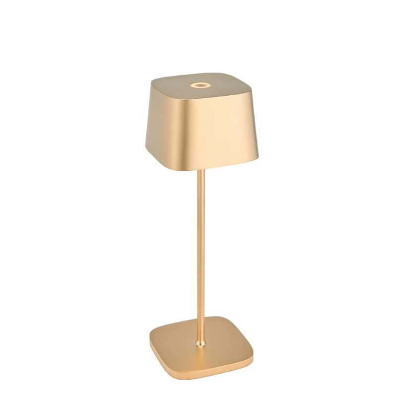 The satin brass Ofelia Pro cordless lamp from Zafferano.