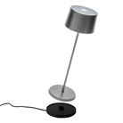 The antique nickel Olivia Pro cordless lamp from Zafferano, a portable lamp.