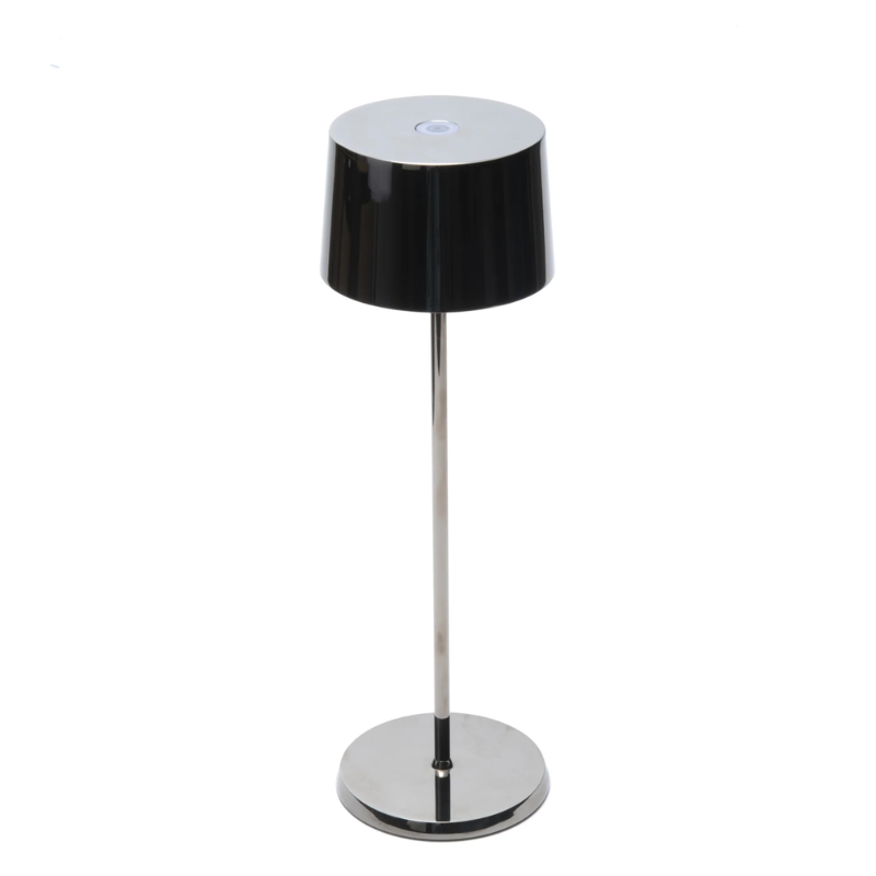The black chrome Olivia Pro cordless lamp from Zafferano.