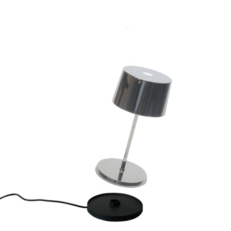 The black chrome Olivia Pro Mini from Zafferano, a portable lamp.