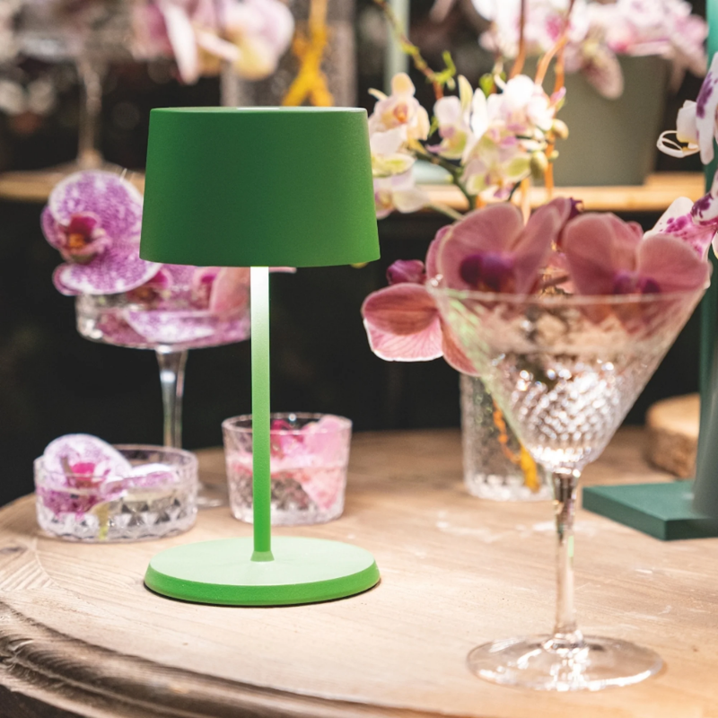 The green Olivia Pro Mini from Zafferano in a cafe.