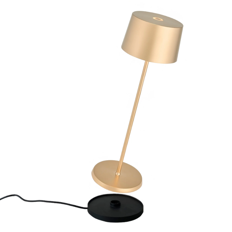 The satin brass Olivia Pro cordless lamp from Zafferano, a portable lamp.