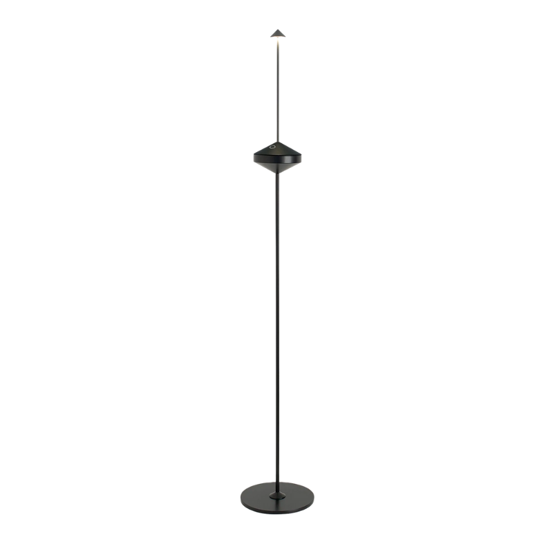 The black Pina Pro Floor Stand by Zafferano from the front.