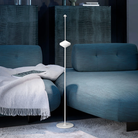 The white Pina Pro Floor Stand from Zafferano used in a the living room.