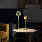 The gold leaf crackle blue Poldina Pro from Zafferano in a lounge.