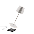 The glossy chrome Poldina Pro Mini from Zafferano, a cordless lamp.