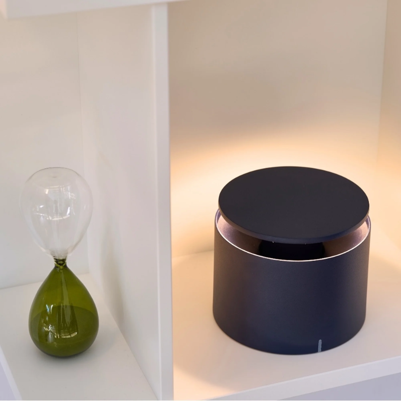 The steel blue PushUp Pro from Zafferano in a living room.