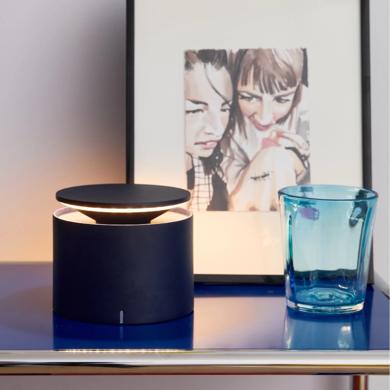 The steel blue PushUp Pro from Zafferano in a living space.